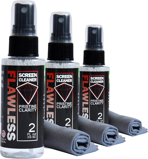 Flawless Screen Cleaner Spray with Microfiber Cleaning Cloth for LCD, LED Displays on Computer, TV, iPad, Tablet, Phone, and More (Mini 3 Pack)......