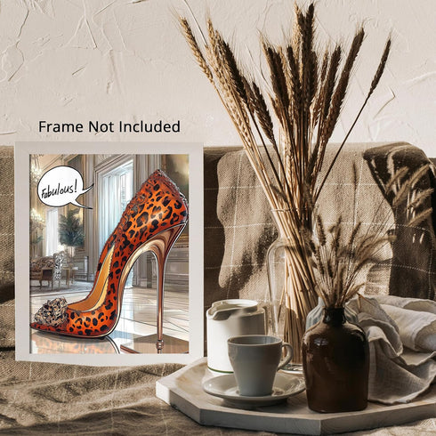 Posterizer 1 pcs-Comic style high heeled shoe with a leopard print-fabulous -2-Inspirational Women's Art Gift for Women, Fashionistas, Designer F...