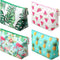 Weewooday 4 Pieces Cosmetic Makeup Bag Tropical Summer Foldable Portable Pouch Purse Handbag with Zipper Waterproof Barrel Makeup Bag for Women Gi...