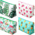 Weewooday 4 Pieces Cosmetic Makeup Bag Tropical Summer Foldable Portable Pouch Purse Handbag with Zipper Waterproof Barrel Makeup Bag for Women Gi...