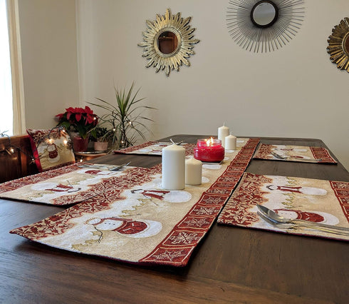 Tache Home Fashion Mrs. Snowman Tapestry Table Runner, 13x54...