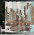 Ambesonne Grunge Shower Curtain, Urban Cityscape Contemporary Abstract Acrylic Paint Style Brush Strokes, Cloth Fabric Bathroom Decor Set with Hoo...