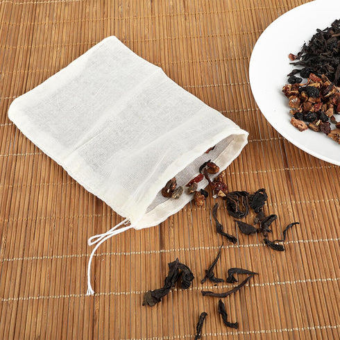 24 PCS Reusable Tea Bags, 5.9x3.9in Fabric Drawstring Pho Soup Bags, Muslin Empty Spice Bags for Cooking, Straining Filter Cheesecloth Sachet Bags...