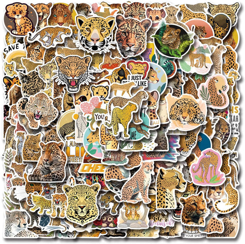 160 Pcs Cheetah Print Stickers Animals Vinyl Waterproof Graphic Decal Leopard Sticker for Phone Skateboard Laptop Stickers, Bulk Sticker Packs for...