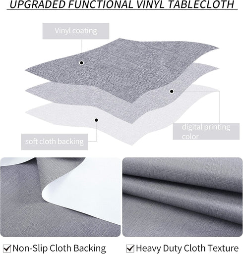 Obstal Vinyl Tablecloth for Picnic Camping Outdoor, 100% Waterproof Oil-Proof Spill-Proof PVC Table Cloth, Wipeable Thick Rectangle Tablecloth Cov...