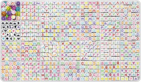 Alphabet Beads A-Z 1000Pcs Letter Beads, Acrylic 6x6mm Round Letter Beads Kits,Black Digit and Colorful Smile Beads for Bracelets Necklaces DIY Je...
