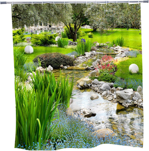 70x70 in Garden Landscape Shower Curtain Spring Summer Nature Plants Multicolour Flower Greenery Country Landscape Rustic Flower Bathroom Decor Po...