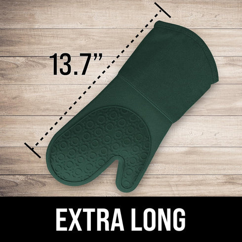 BPA-Free Silicone Oven Mitts Ultra Heat Resistant up to 500°F - Oven Mitts with Thick Cotton Liner - Long Slip Resistant Pot Holders, Flexible Ove...