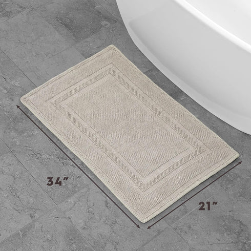 Jean Pierre - Stonewash Racetrack Bath Rug, Cotton, Premium Bathroom Decor, Machine Washable, Highly Absorbent, Measures 21" x 34", Washed Taupe...