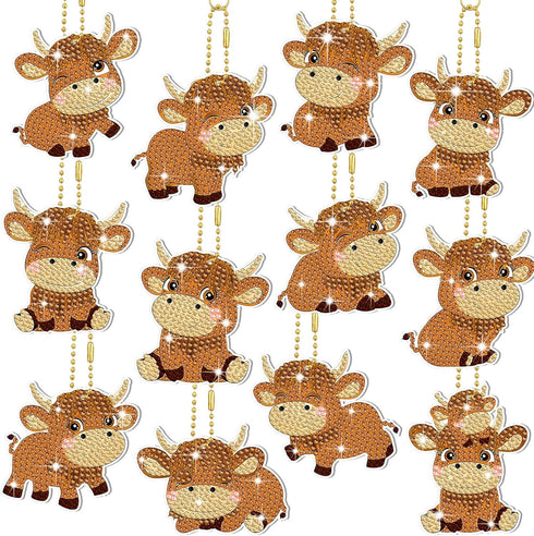 12 Pcs Yak 5D DIY Diamond Painting Keychains Acrylic Yak Diamond Art Key Chains Rhinestones Hanging Pendant for Kid Adult Beginners Bag (Yak)...
