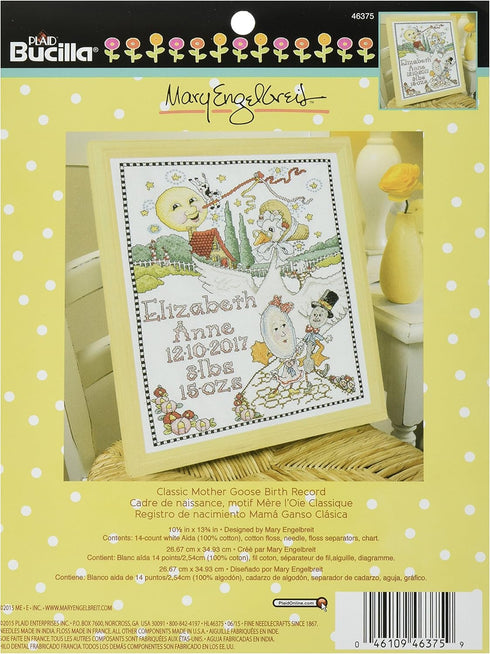 Bucilla Counted Cross Stitch Birth Record Kit, 10 by 13-Inch, Mary Engelbreit Classic Mother Goose...