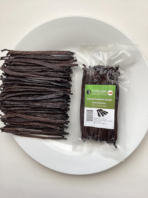 2oz. Tahitian Vanilla Beans Grade B Extract Exclusive (1/8 Lb) Bulk|4"-5" Whole Natural Raw NON-GMO PODS by FITNCLEAN VANILLA...