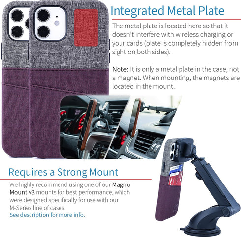 Dockem Wallet Case for iPhone 12 & iPhone 12 Pro: Built-in Metal Plate for Magnetic Mounting & 2 Credit Card Holders: 6.1" Luxe M2, Canvas Style S...