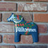 Swedish Themed Wood 8" Blue Dala Horse House Welcome Valkommen Sign with Artwork Decal & Hand Painted Accents | ScandinavianGiftOutlet...