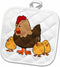 3D Rose Image of Mama Chicken with 3 Baby Chicks Pot Holder, 8 x 8...