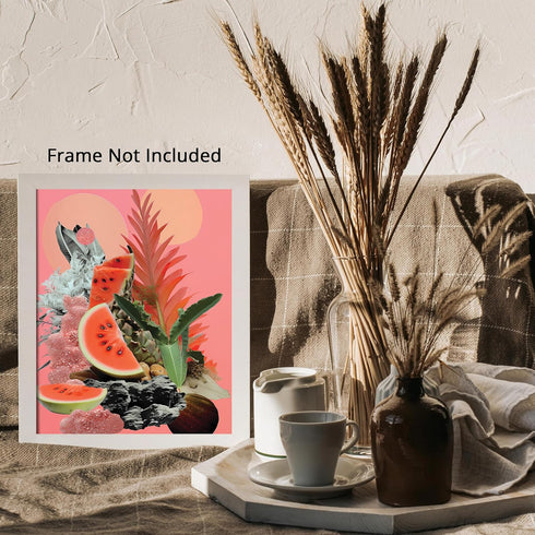Posterizer 1 pcs-pink and peachy girly fruits collage-Abstract & Modern Art-Floral & Botanical Art-Gift for Art Lovers- UNFRAMED Wall Art...