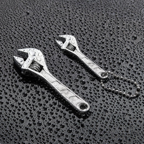 Adjustable Spanner Mini Nut Wrench Silver Shifting Spanner Wrench Small Adjustable Wrench with Chain Hand Knurl Tool for Repair Maintenance Automo...