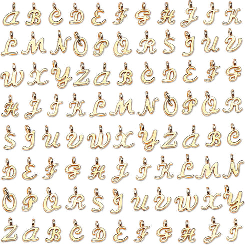 SANNIX 156Pcs/6 Sets Gold Letter Charms with 200Pcs Open Jump Rings for Jewelry Making, Alphabet A-Z Pendants for DIY Bracelet Necklace Craft Proj...