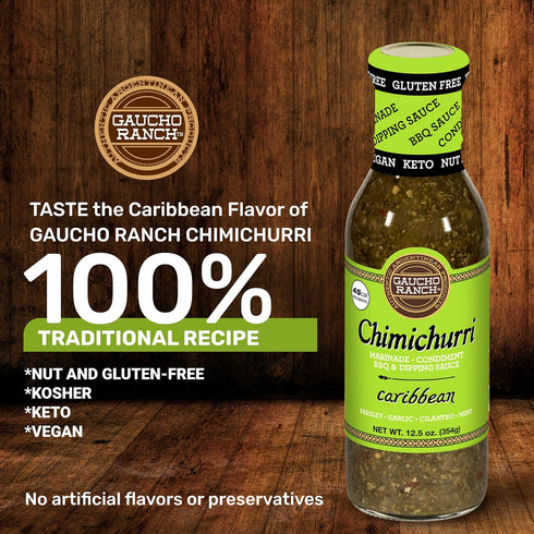 Gaucho Ranch Chimichurri Sauce Caribbean | Chimichurri Seasoning Mix of Parsley, Garlic, Cilantro and Mint | Adobo Sauce Gluten Free, Keto, Vegan ...