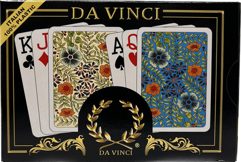 DA VINCI Fiori, Italian 100% Plastic Playing Cards 2 Deck Set, Poker Size Large Print Jumbo Index...