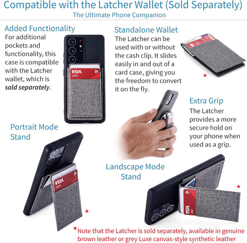 Dockem Wallet Case for Galaxy S21 Ultra: Hidden Metal Plate for Magnetic Mounting with Canvas Style Synthetic Leather, 2 Card Holder Slots: Luxe M...