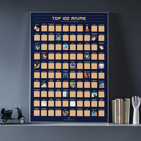 Enno Vatti Scratch Off Poster - Top 100 Animes of All Time - Unique Bucket List and Cool Stuff Featuring Series and Films - Wall Art and Thoughtfu...
