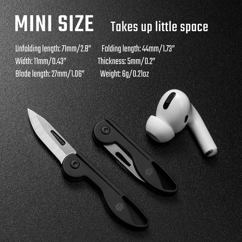 KeyUnity KK05BK Mini Titanium Pocket Knife for Everyday Carry- Razor Sharp Folding Blade, Lightweight EDC Tool for Camping, Hiking and Outdoor...
