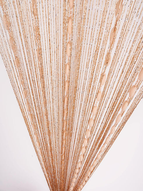 Hysenm Door String 39x79 Inch Curtains Champagne Panel Soft Balls Romantic Glitter Fringe Room Divider Home Décor Wedding Girls Bedroom Window Liv...