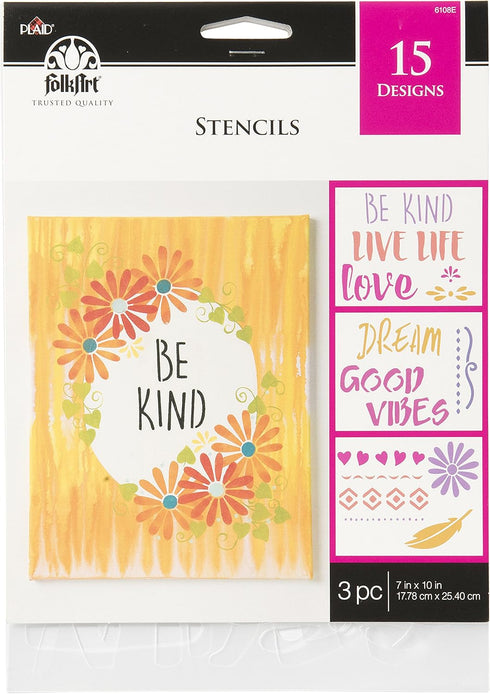 FolkArt Inspirational Phrases Stencil, 7" x 10", Clear...