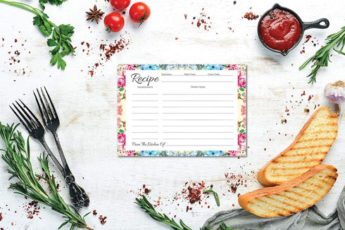 Recipe Box with Cards (50 Count Floral Recipe Cards), Recipe Card Box, Recipe Tin, Recipe Boxes, Recipe Cards 4x6 Inches, 4x6 Recipe Cards, Metal ...