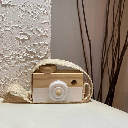 Baby Toy Wooden Mini Camera Toy, Baby Kids Cute Mini Sharpe Toy, Neck Hanging Photographed Props for Baby Toddlers Children Kids' Room Hanging Dec...
