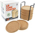Cork Coasters with Lip for Drinks Absorbent | 12 Set 4 Inch Thick Rustic Saucer with Metal Holder Heat & Water Resistant | Best Reusable Natural R...