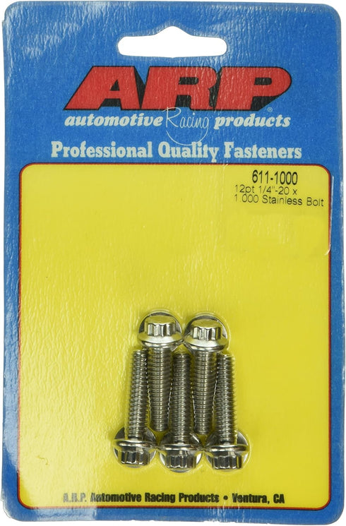 ARP 6111000 Stainless Steel 1/4-20 12-Point Bolts - Pack of 5...
