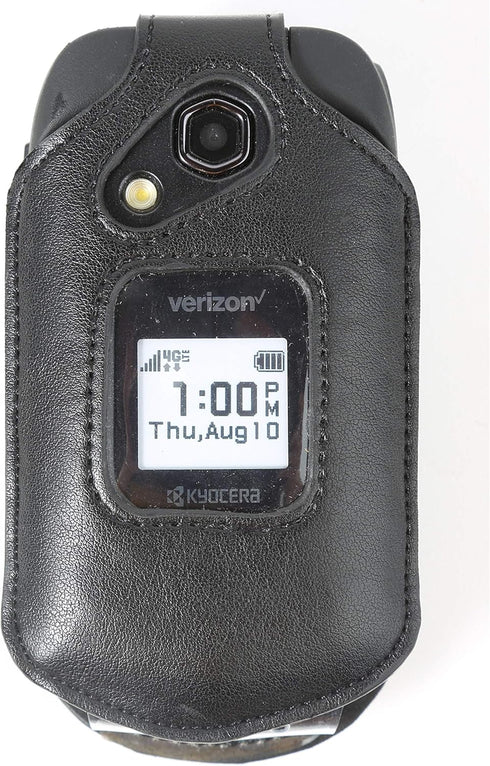BELTRON Leather Fitted Case for Kyocera DuraXV LTE E4610 (Verizon), DuraXE E4710 (AT&T) - Features: Rotating Belt Clip, Screen & Keypad Protection...