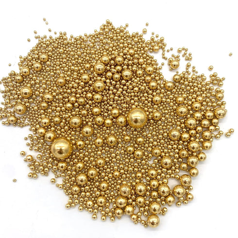 Weraru Edible Bright Gold Pearl Sugar Sprinkles Candy Mixing Size Baking Edible Cake Decorations Cupcake Toppers Cookie Decorating Celebrations We...