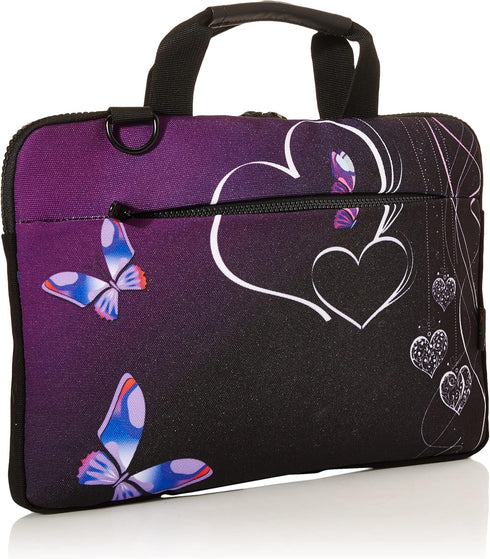 iColor Purple Butterflies Canvas Laptop Carrying Shoulder Sleeve Case Protective Bag Briefcase Fits 11.6 12 12.9 13 13.3 Inches Laptop Ultrabook N...