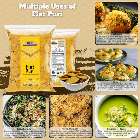 Rani Pani Puri Coins 7oz (200g) 80-85 Coins ~ Uncooked, Microwaveable wheat and Semolina Coins ~ All Natural | Vegan | NON-GMO...