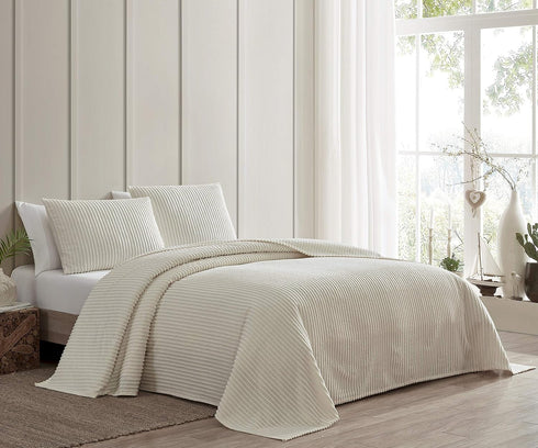 Beatrice Home Fashions Channel Chenille, Standard Sham, Ivory...