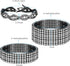 FIBO STEEL 3 PCS Rhinestone Stretch Bracelets for Women Bridal Sparkly Wedding Strand Tennis Bracelet Set Silver/Gold/Rose Gold-Tone...