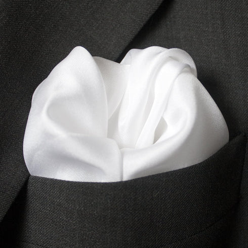 Fine White 100% Silk Pocket Square for Men Full-Sized 17"x17"...