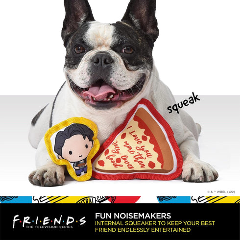 WB Friends: V-Day Love Food Canvas Squeaker Pet Toy - 2PC | Friends Joey & Pizza Dog Toy 2PC Canvas Squeakers| Friends “Better Together“ Toy for D...