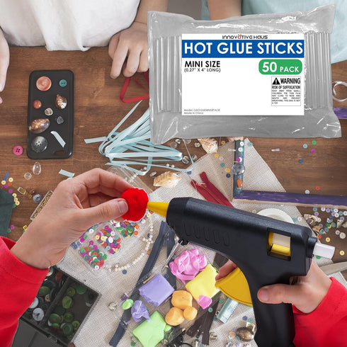 Innovative Haus Mini Hot Glue Sticks (50 Pack) - Perfect Fit for Mini Glue Guns, 4" x 0.27" - Craft, Bond, Create on Wood, Metal, Glass & More - T...