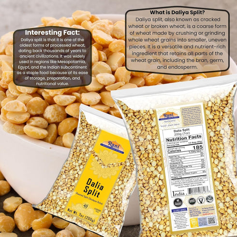 Rani Daliya Split (Roasted Split Chickpeas Dalia) 7oz (200g) ~ All Natural | Vegan | Indian Origin...