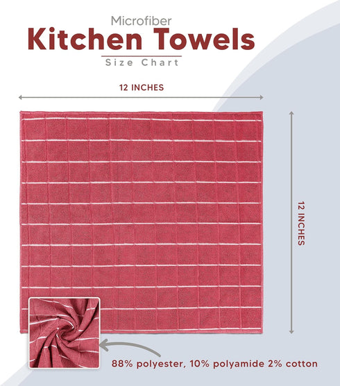Utopia Towels - Microfiber Kitchen Towels, Super Absorbent 12 x 12 Inches, Durable, Soft, and Lint Free Dish Towels, Ideal for Cleaning dishes, pa...