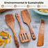 Wooden Spatula for Cooking, Teak Spatulas for Kitchen Use - Wooden Cooking Utensils Set of 4 including Paddle, Turner, Slotted Spurtle and Wood Sc...