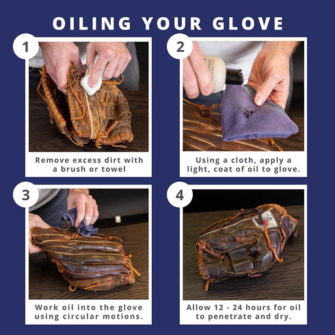 Baseball Glove Oil 8 oz - Softens and Hydrates Leather Fibers - Improves Glove Flexibility and Performance - Premium Glove Oil to Break in Gloves ...