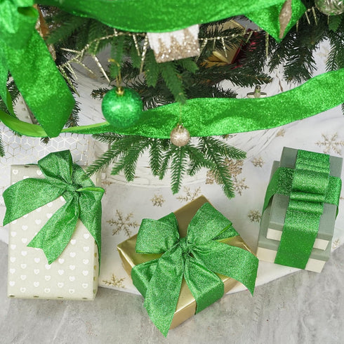 MEEDEE Lime Green Ribbon Green Glitter Ribbon 2.5 Inch Lime Green Wired Ribbon by 25 Yards Lime Green Christmas Ribbon Lime Green Ribbon for Chris...