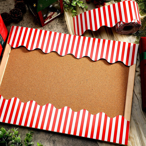 65 Feet Scalloped Bulletin Board Border Self Stick Classroom Striped Borders Wavy Line Border for Bulletin Cork Board Desk Classroom Christmas Par...