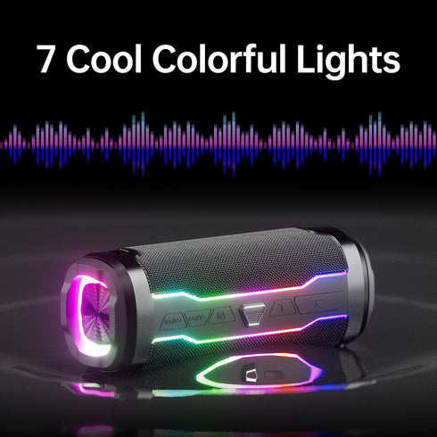 Bluetooth Speakers, Portable Bluetooth Speakers Wireless with 20W Loud Stereo Sound, IP7 Waterproof Shower Speaker Colorful Flashing Lights, Built...