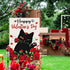 Happy Valentine's Day Garden Flag with Black Cat and Rose Floral Pattern Burlap Double Sided Yard Flag 12 x 18 Inch Garden Decoration for Valentin...